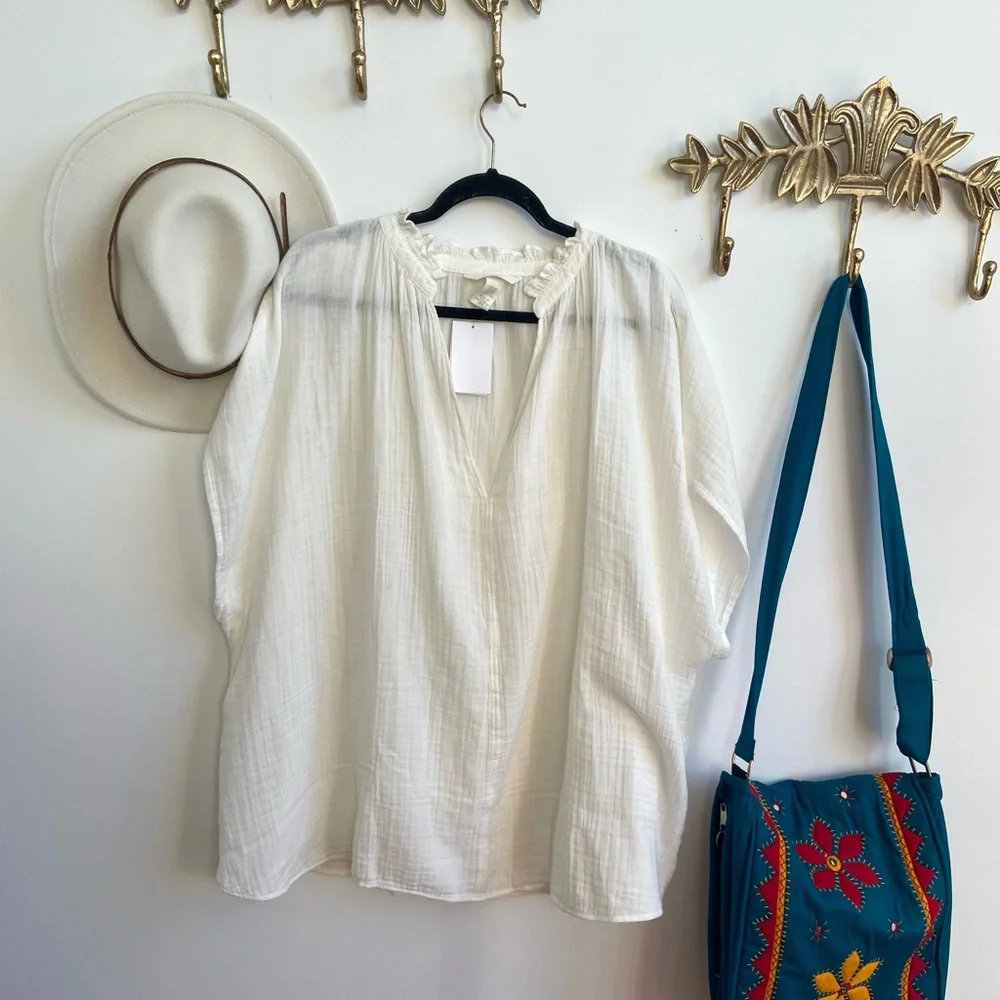 🆕100%cotton flowy voluminous blouse XXL - Picture 2 of 3